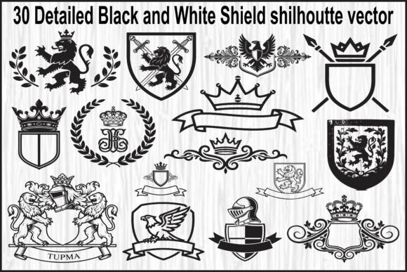 30 Detailed Heraldic Shield Silhouette