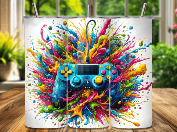 Abstract Splash Gaming Tumbler Wrap: A Creative Solution for Custom Tumbler Designs