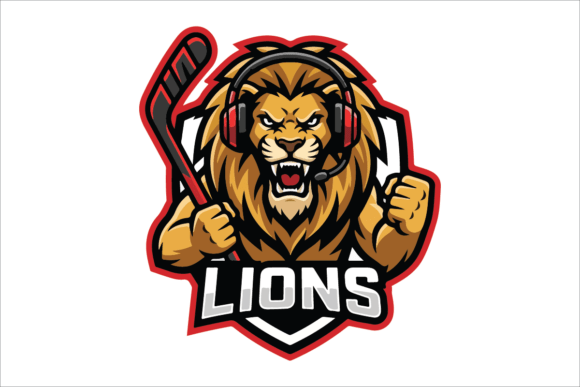 Angry Lion Hockey Mascot Logo