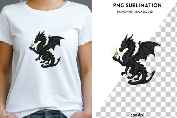 Black Embroidery Dragon PNG, Fantasy: A Timeless Symbol of Power and Creativity
