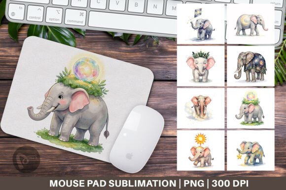 Celestial Elephant Mouse Pad PNG Design: A Unique Addition to Your Workspace