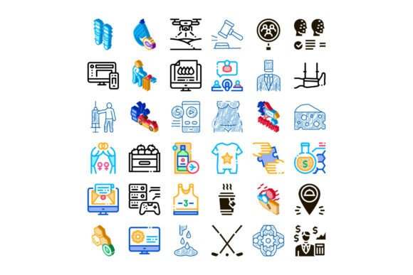 Collection of Business, Technology, and Diverse Application Icons