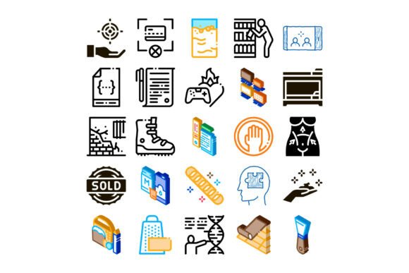 Collection of Various Colorful Pictogram
