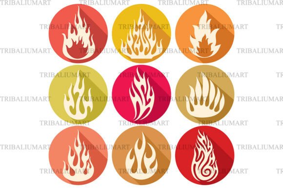 Colorful Flame Icons Set