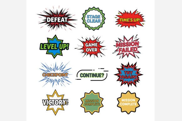 Comic Game UI Burst Badge Collection EPS
