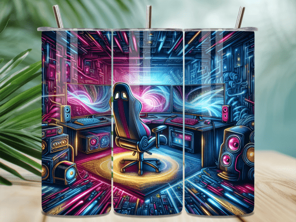 Cyberpunk Gaming Room RGB Tumbler Wrap: A Glow-Up for Your Drinkware