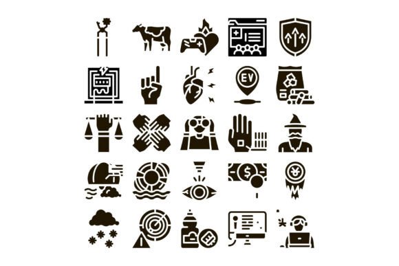 Diverse Glyph Icons Representing Modern