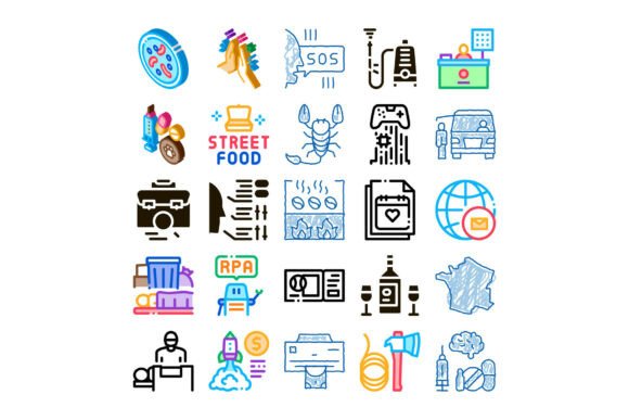 Diverse Icons Representing Business Life