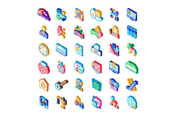 Diverse Isometric Icons Covering Business: A Comprehensive Visual Resource