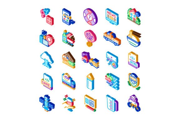 Diverse Isometric Icons Covering Technol