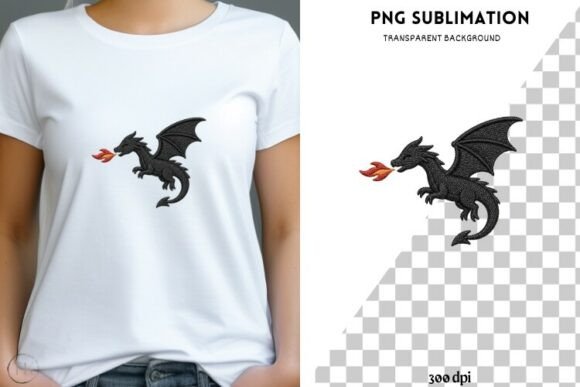 Dragon Embroidery PNG: Gothic Fantasy and Medieval Art in Digital Form