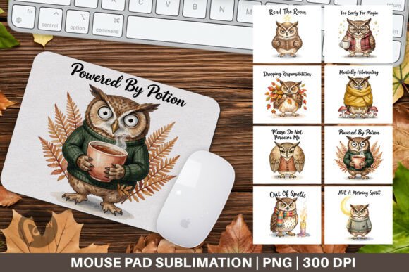 Exhausted Owl Watercolor Mouse Pad PNG: A Creative and Functional Desk Essential