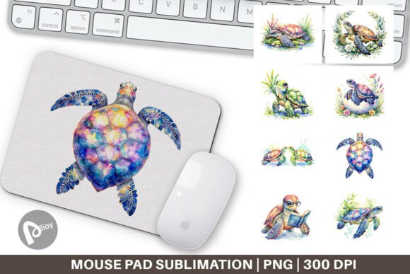 Floral Boho Sea Turtle Mouse Pad PNG: A Stylish Addition to Your Workspace