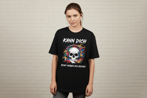 Funny German Gamer Skull T-Shirt