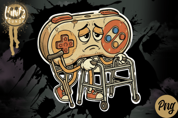 Funny Retro Gamer Controller Walker PNG: A Nostalgic Twist on Gaming Humor