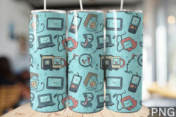 Gamer Girl Neon Tech Tumbler Wrap PNG