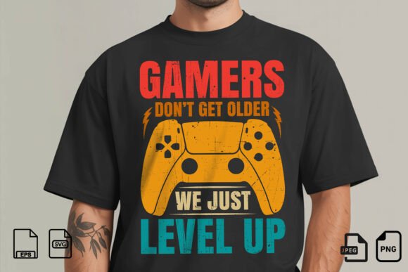 Gamers Level Up T-Shirt Design