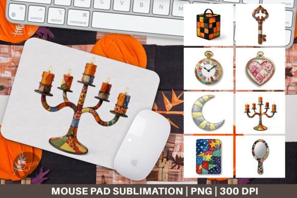 Gothic Curio Patchwork Mouse Pad PNG: A Stylish Addition to Your Workspace