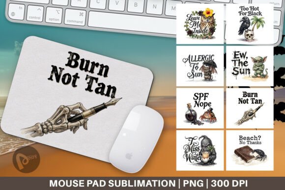 Grumpy Beach Goth Mouse Pad Design: A Unique Touch for Your Workspace