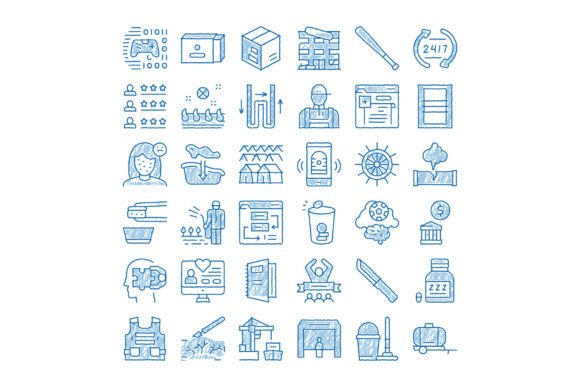 Hand Drawn Doodle Blue Sketch Business I: A Creative Tool for Modern Designers