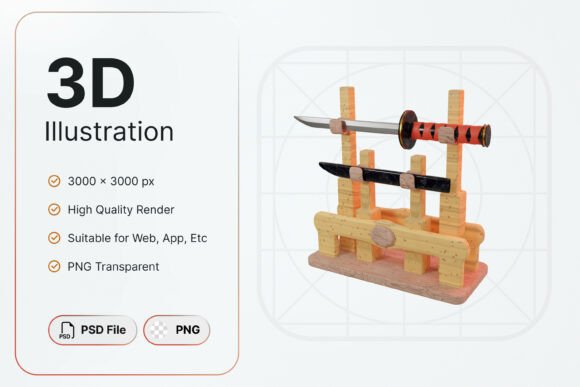 Katana Icon: A Premium 3D Design for Samurai-Themed Projects