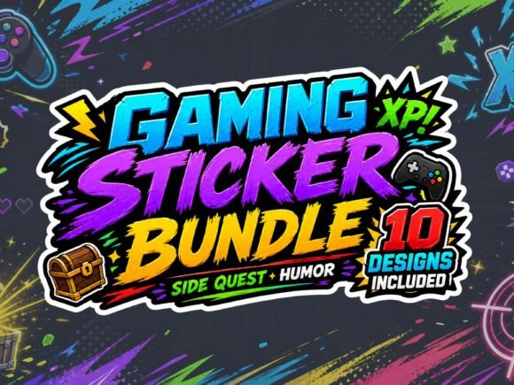 Level Up Your Sticker Collection with the 10x Cartoon Gamer Humour Sticker Bundle