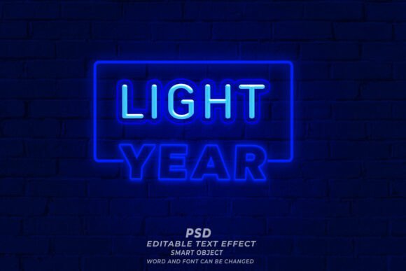 Light Year Neon Text Effect PSD for Futuristic Design