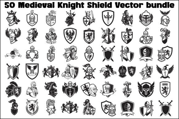 Medieval Knight Shield Vector Bundle: A Timeless Resource for Modern Creatives