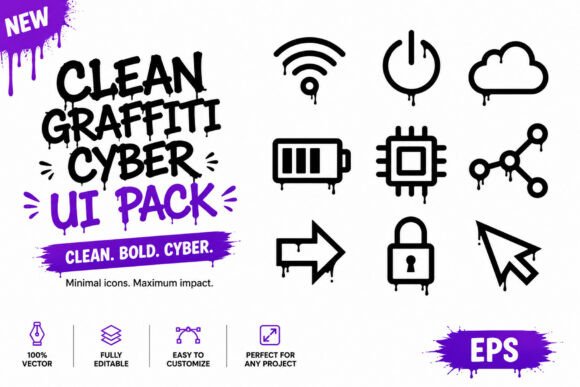 Minimal Drip Tech Icons Set Clean Cyber