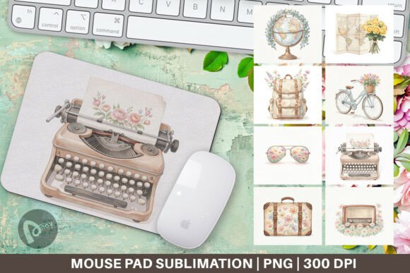 Pastel Vintage Travel Gear Mouse Pad and Sublimation Mouse Pad: A Stylish Addition to Your Workspace
