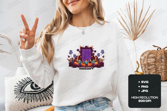Pixel Nether Portal Gamer Clipart