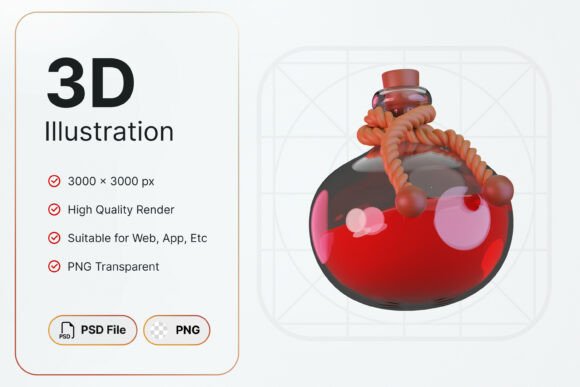 Potion Icon: A Versatile 3D Asset for Fantasy Game Design