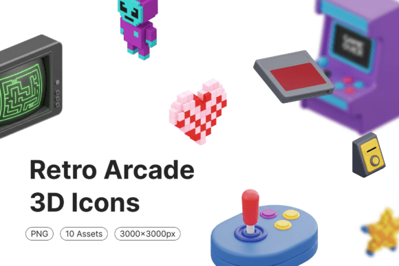 Retro Arcade 3D Icons: A Nostalgic Boost for Modern Creative Projects