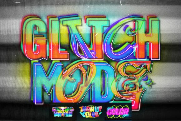 Retro VHS Glitch Neon Text Effect