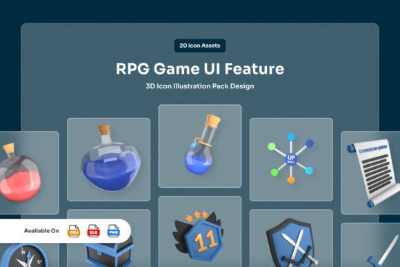 RPG Game UI Feature 3D Icon Pack