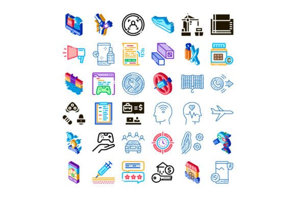 Set of Diverse Vector Icons Covering Mul