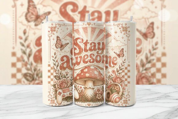 Stay Awesome Gamer Mushroom Tumbler Wrap: A Unique Fusion of Aesthetics