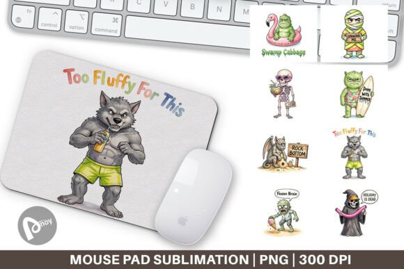 Summer Halloween Monster Mouse Pad PNG