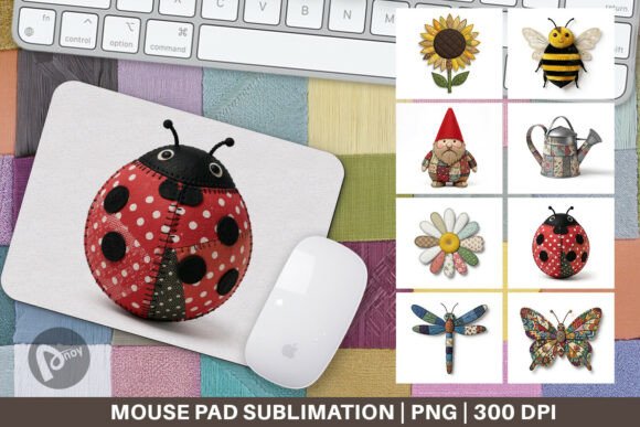 Sunny Meadow Patchwork Mouse Pad PNG: A Creative Addition to Your Workspace