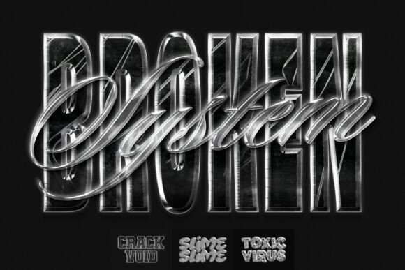 Textured Chrome Metal Text Effect