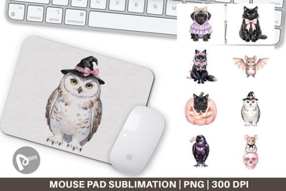 Watercolor Spooky Coquette Mouse Pad PNG: A Unique Touch for Your Workspace