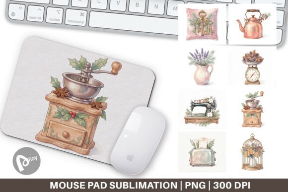 Watercolor Vintage Holiday Mouse Pad: A Stylish Addition to Your Workspace